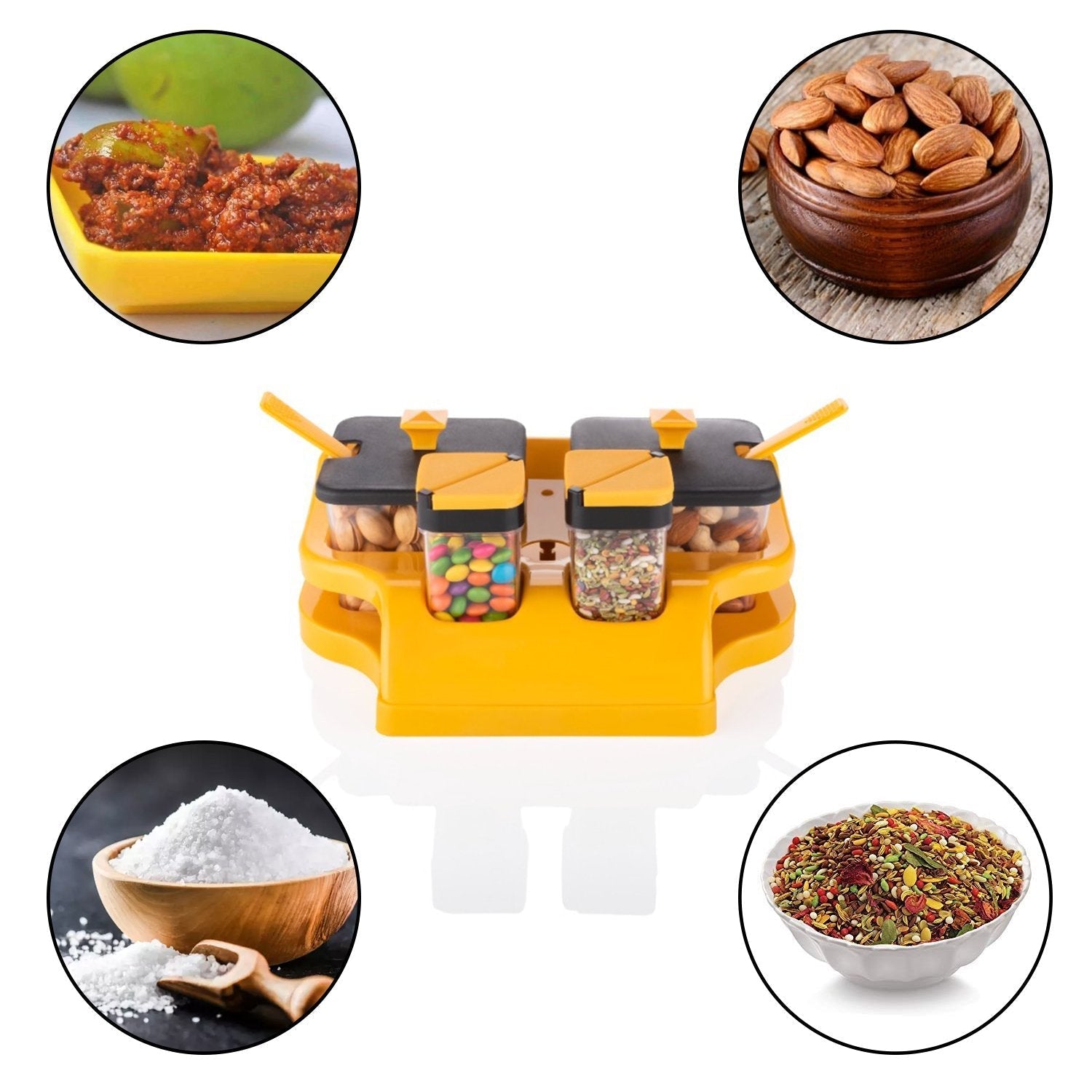 Achar Jar Container with Spoon and Tray Holder Achar Jar Container with Spoon and Tray Holder